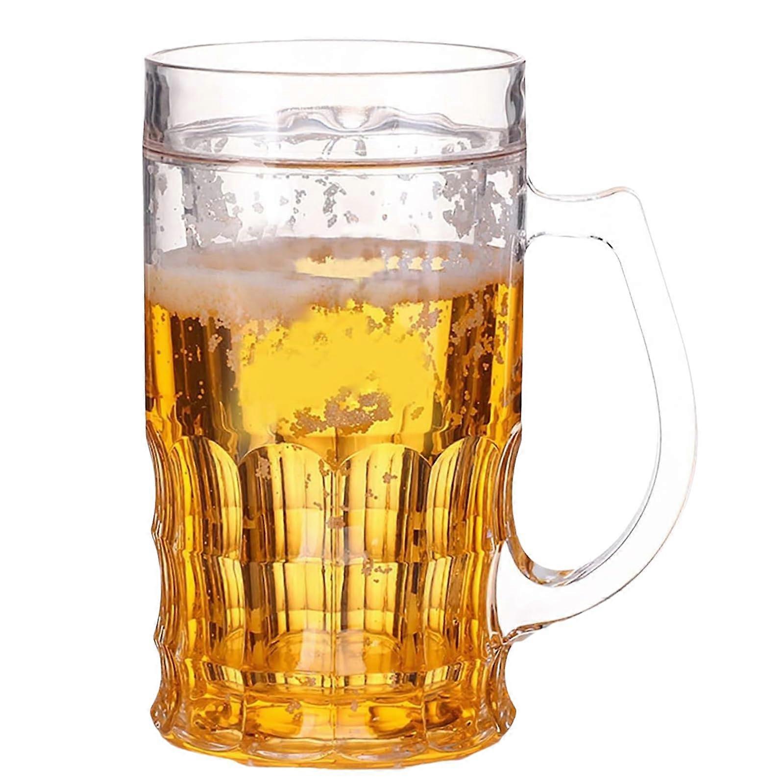 450ml Double Layer Freezer Beer Mug with Handle, Large Capacity Novelty Cup for Parties