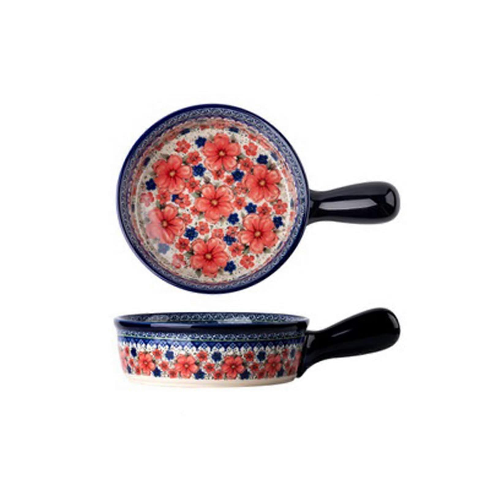 Ceramic Baking Dish with EasyHold Handles, Hand Painted Oven Safe Stoneware Bakeware Set 2 Pcs