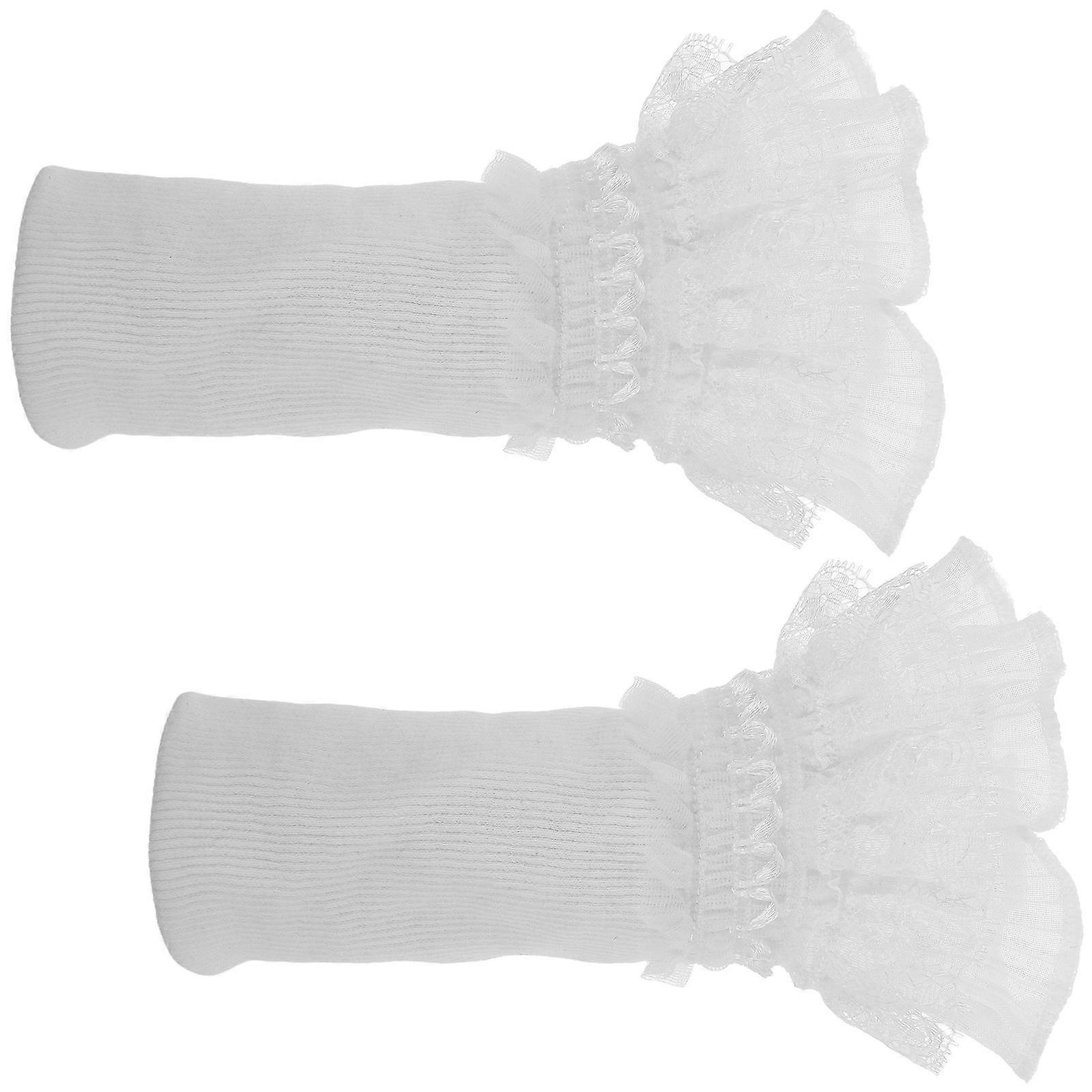 Decorative Floral Fake Cuff for Decor 1Pair Elegant White Polyester