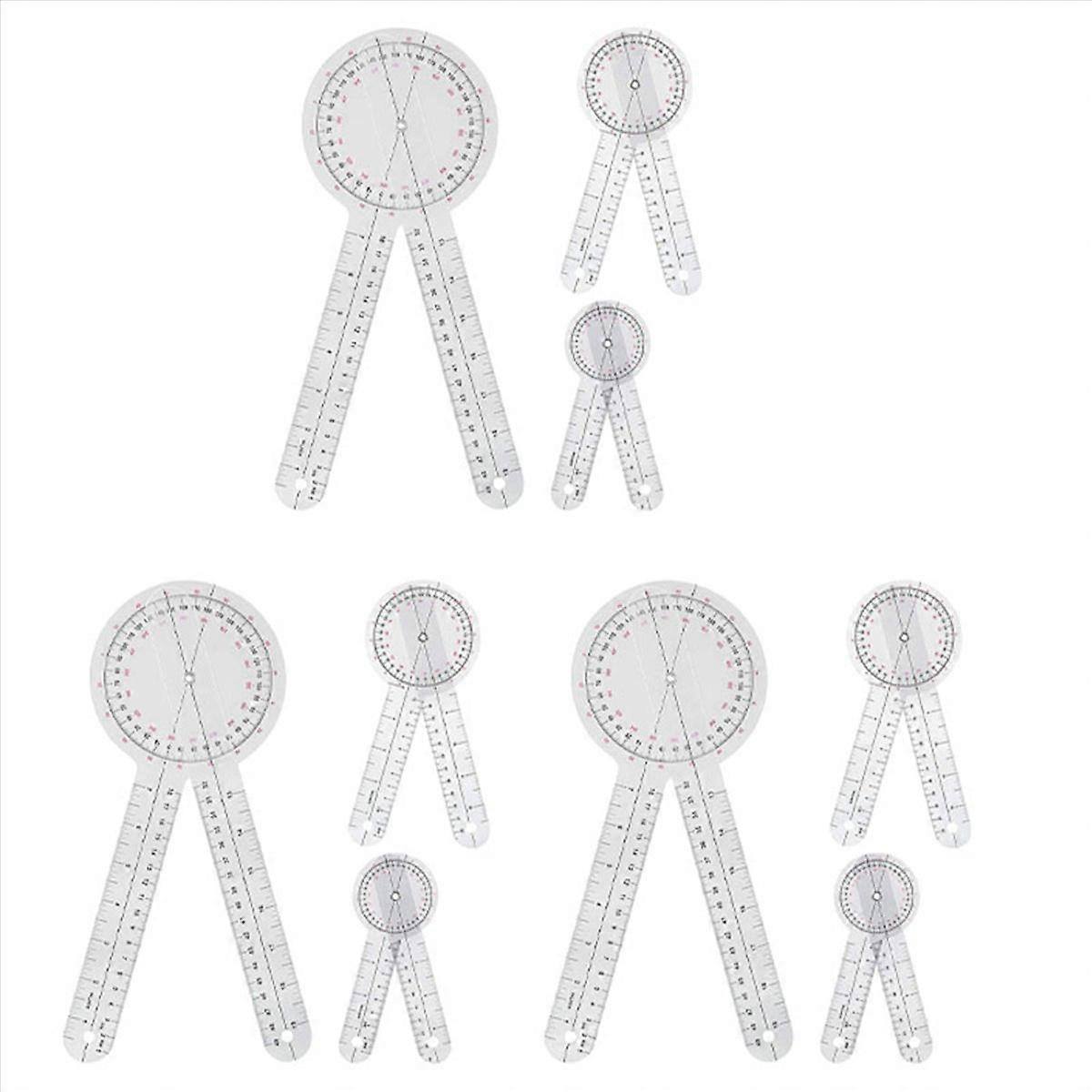 9-Piece Goniometer 6/8/12 Inch Occupational Therapy Protractor Tool Measuring Angle Ruler 360 Degree
