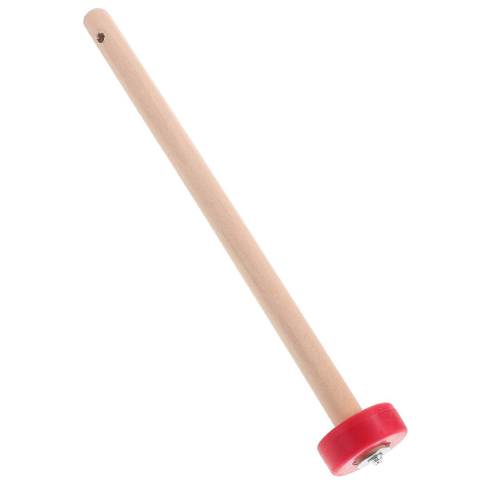 Solid Wood Chinese Gong Mallet for Drum with Rubber Tip Red Percussion Stick