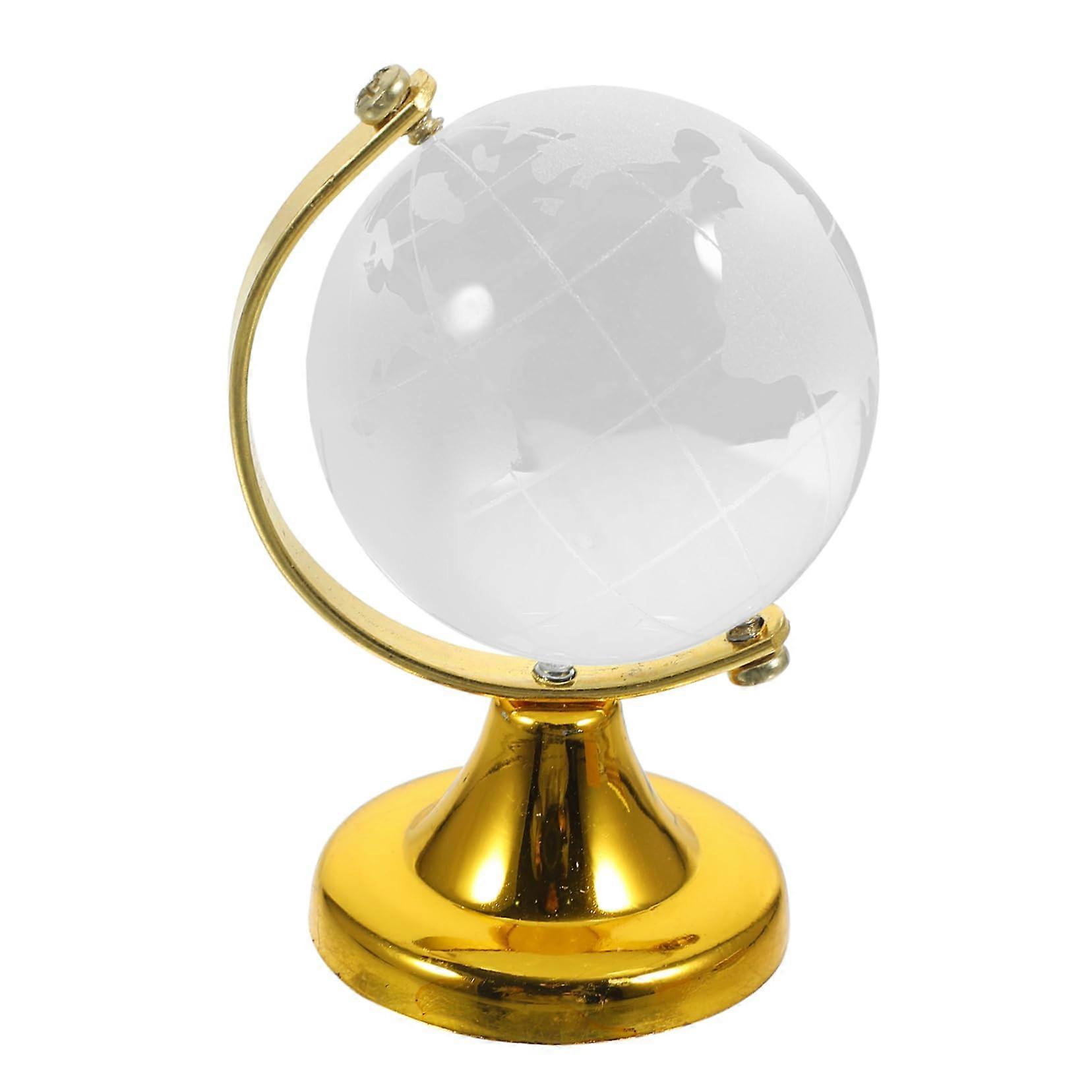 Crystal Desktop World Globe with Stand, Elegant Map Decor for Home, Office, Classroom Display