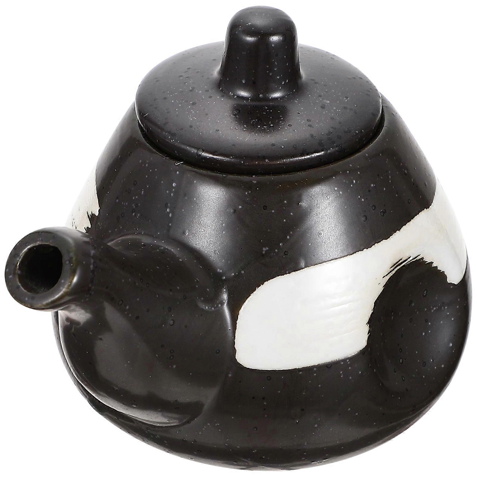 Black Soy Sauce Dispenser for Table Use Ceramic 3Pcs Set