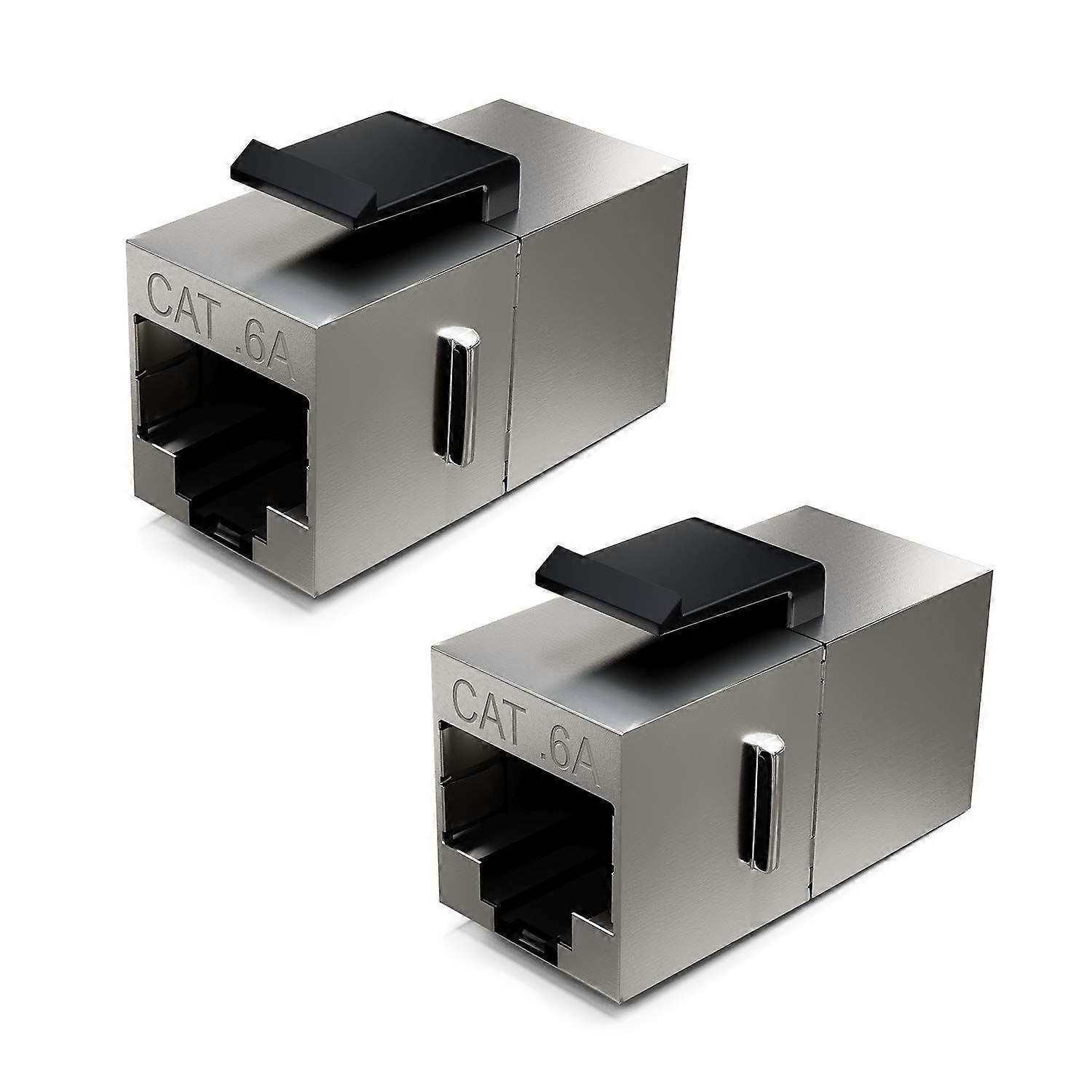 2x CAT6a Keystone Module Patch Cable Coupling Shielded Connector 2x RJ45 Socket Network Patch Panel Keystone Support Extension Oi-FRIS