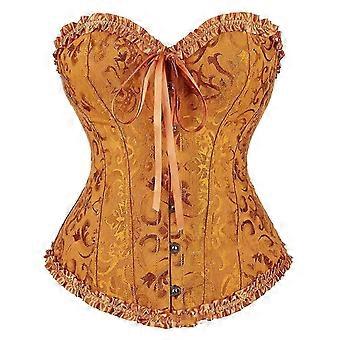 Vintage Corset Tops for Women, Corsets Costumes, Lingerie Bodyshaper Underwear, Wedding Bride Gold
