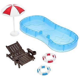 prodef 1 Conjunto de Mini Móveis Modelo Mini Casa Boia Acessório para Mini Piscina bom