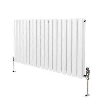 Oval Column Radiator 600mm x 1020mm & TRV Chrome Valves Modern Designer Double Panel Central Heating