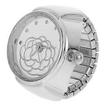 Modische Ringuhr für Damen, 1 Stück, 2,5 x 2,4 cm, robuste silberne Verzierung