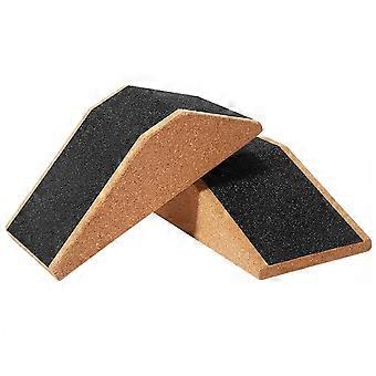 Conjunto de 2 Blocos de Agachamento em Cortiça Antiderrapante e Bloco para Elevação de Panturrilha com Prancha Inclinada - Acessórios de Ginástica