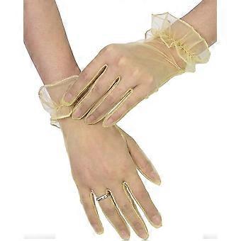 Dames Tule Gegolfde Bruiloftsfeest handschoenen 2021 Korte Prom Avond Handschoenen