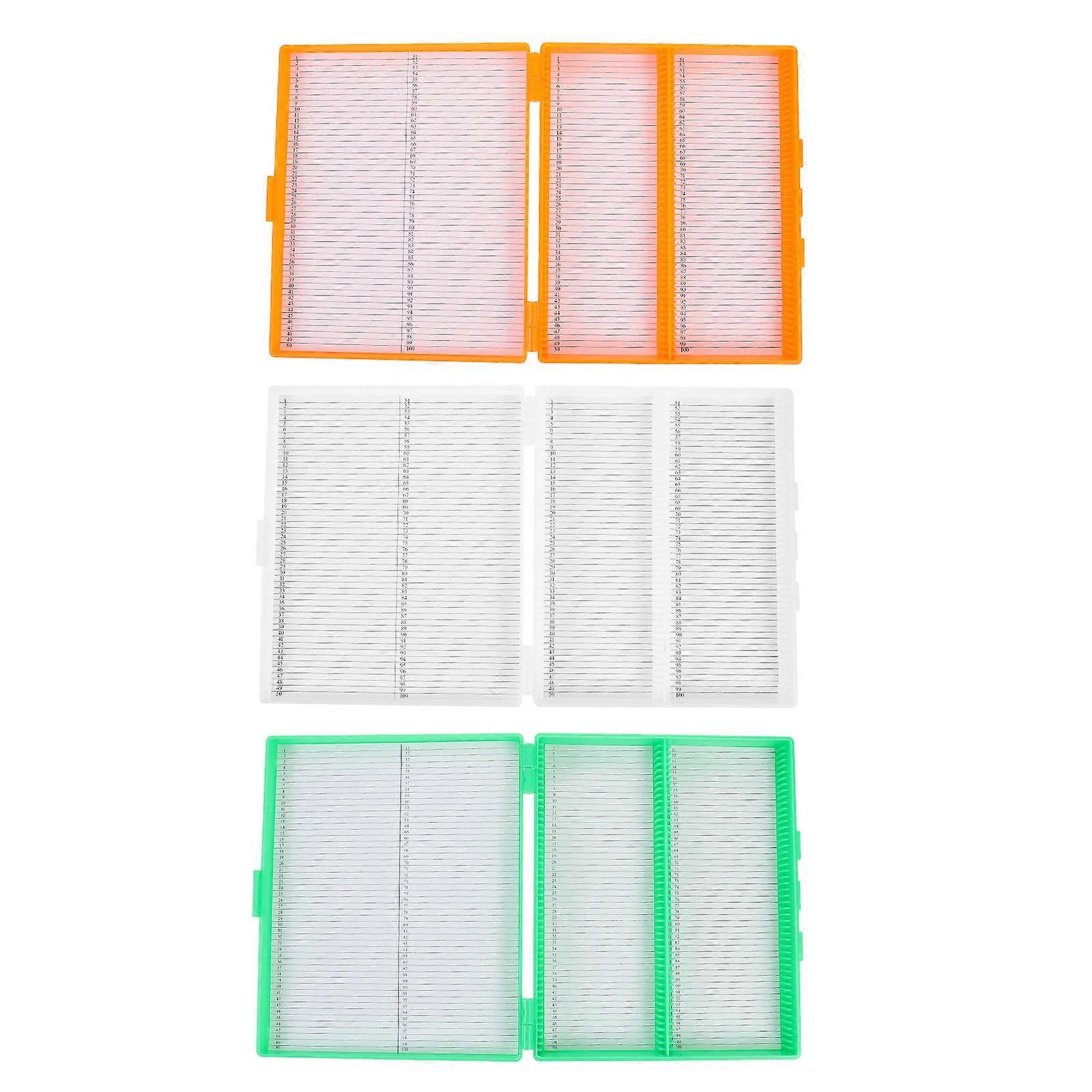 3pcs Microscope Slide Boxes Reusable Specimens Storage Box Science Laboratory Supply