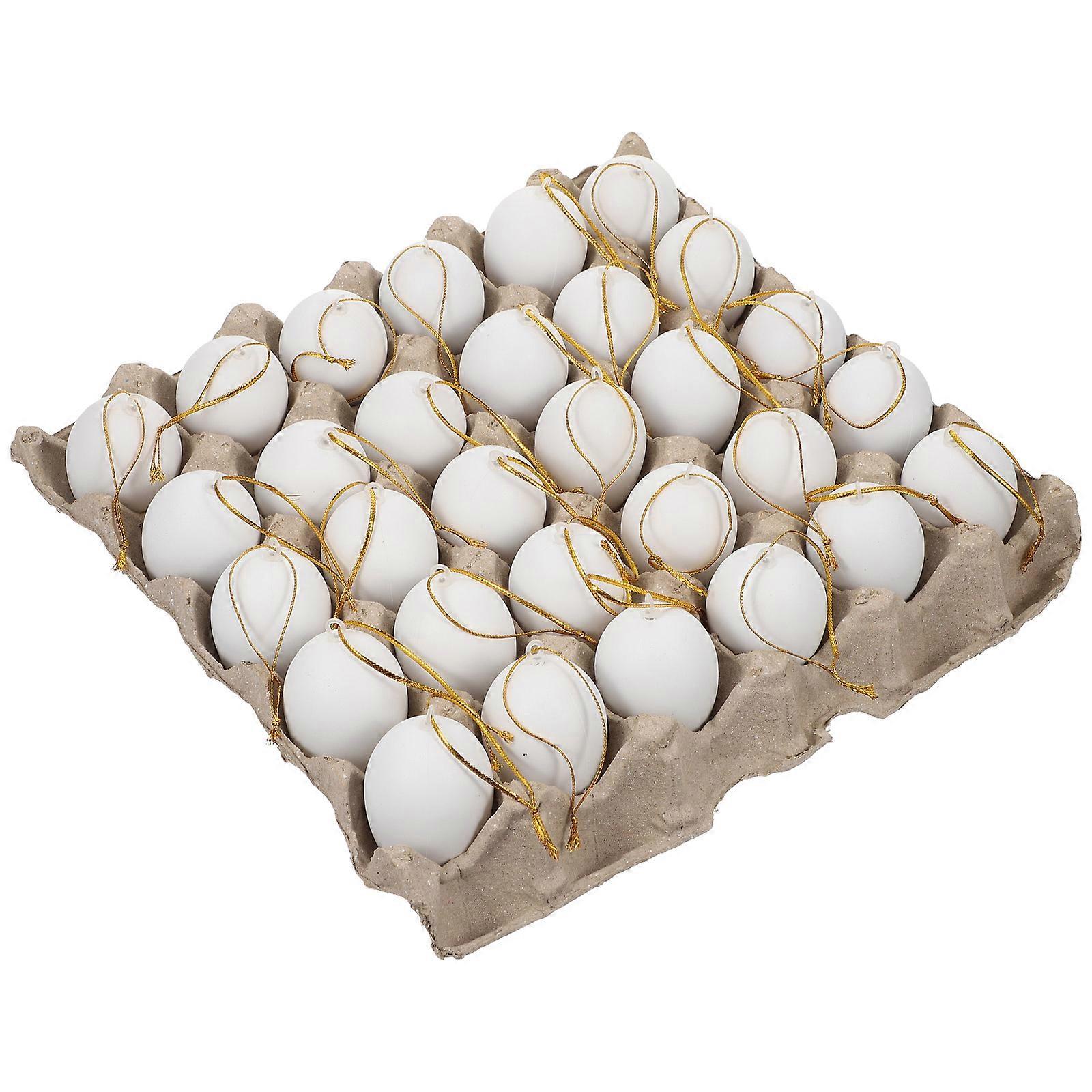 1Set Home White Easter Eggs Plastic Unfinished Eggs Ornament Easter Decors