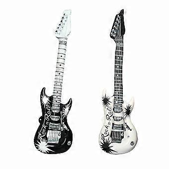 2x branco preto inflável guitarra disco blow up fantasia vestido festa prop musical