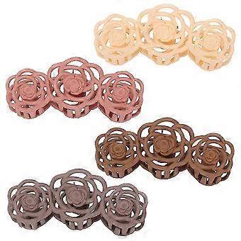 Big Hair Claw Clips For Women, 4 Pcs Rose Pattern Hollow Carving, Matte And Non Slip Jaw Women Girls Thin Hair, Thick Styling Accessories, Colors Avai