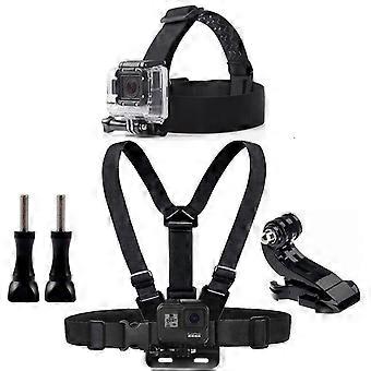 Dww-Accessoire voor actiecamera, borstband + hoofdband montagekit met schroeven voor GoPro, Xiaomi YI, SJCAM, Campark, Victure, Crosstour, Apeman acti