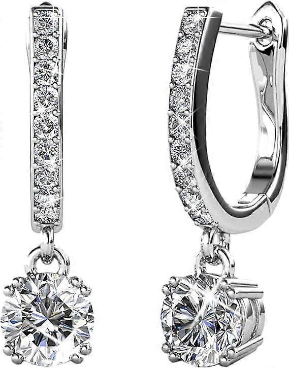 18k White Gold Plated Dangle Earrings