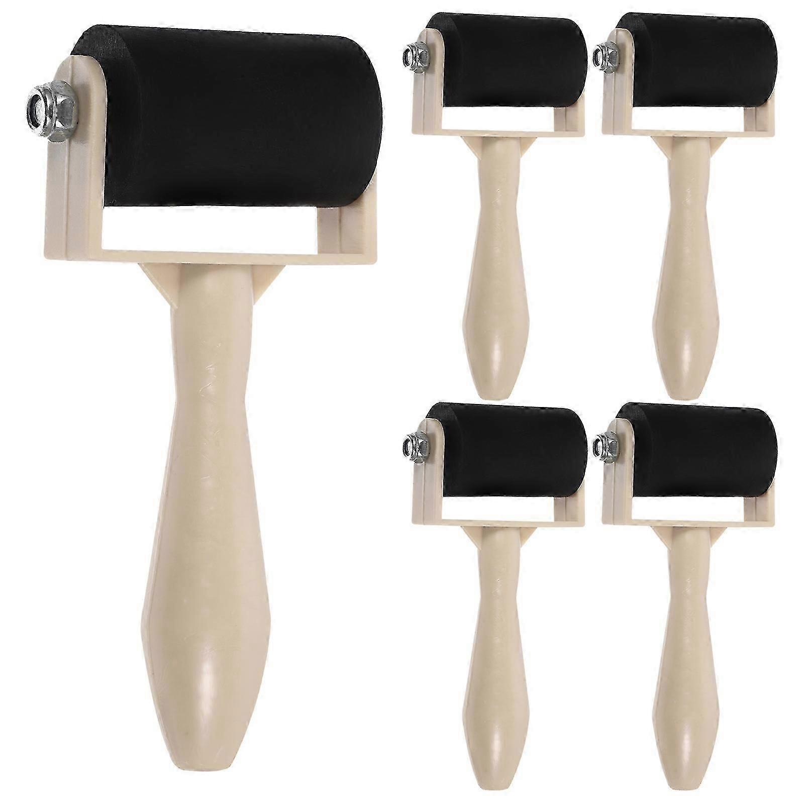 Rubber & Plastic Printmaking Roller, Black, 5 Pieces