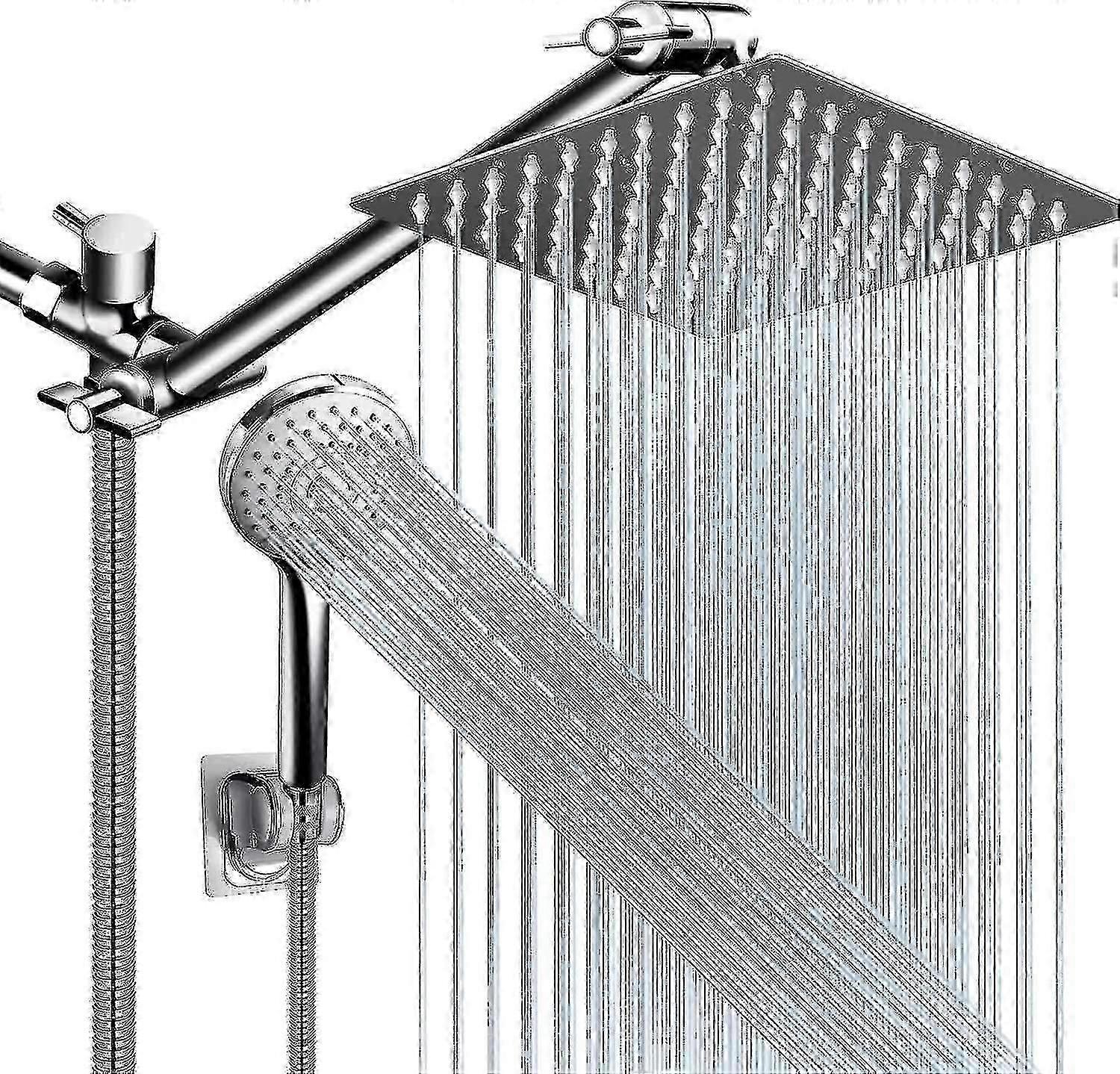 All-metal double square shower head combination