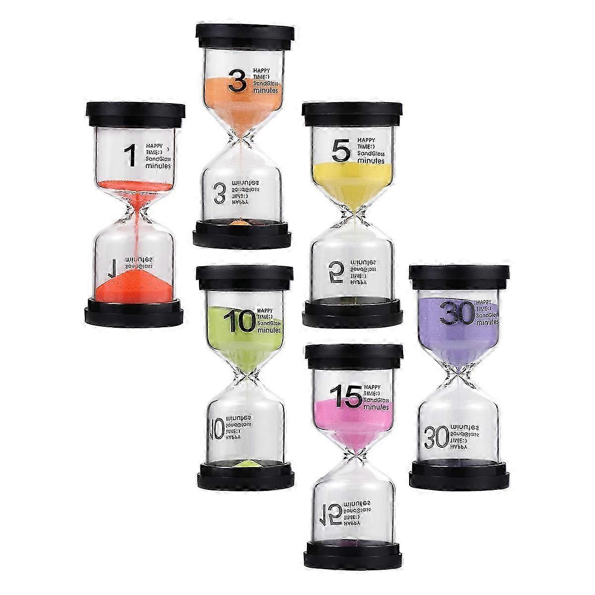 Timer Chic Tabletop Hourglass Timer for Home Indoor 6Pcs Assorted Color