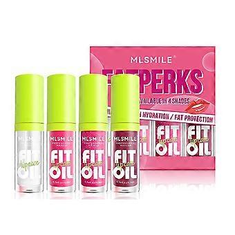 Moisturizing Fat Lip Oil Gloss Set, 4 Pcs Non Sticky Moisturizing Smooth Glossy Finish Lip Gloss Oil, Tinted Full Butter Lip Gloss Long Lasting Lips