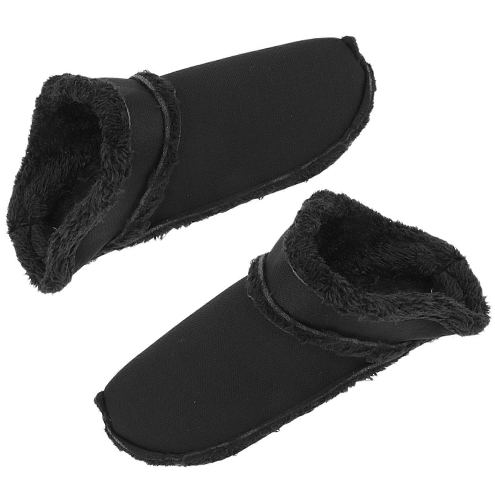 Semelles chaudes d'hiver en peluche noire, 1 paire de semelles amovibles