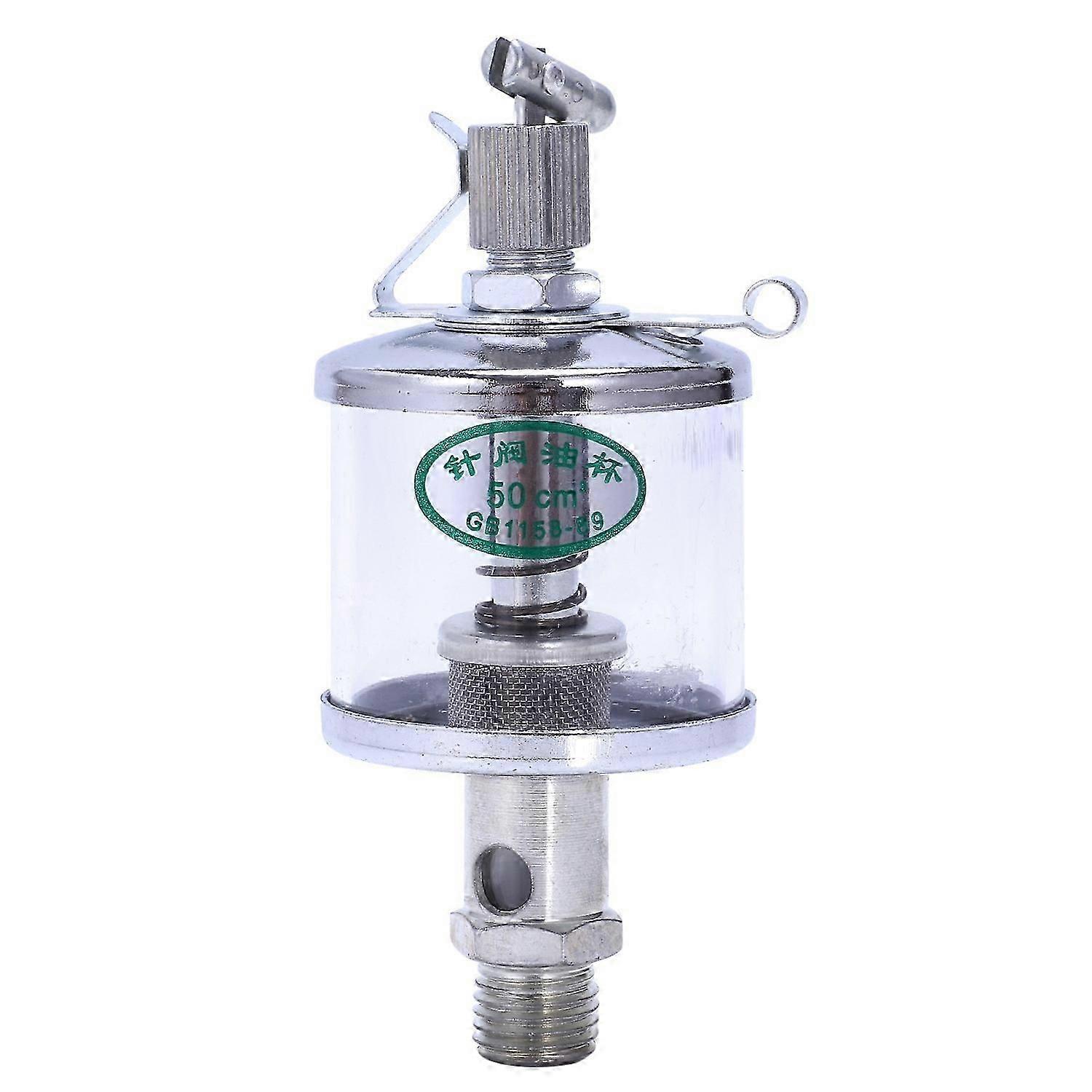 50mL Engine Machine Lubricator Oil Gravity Drip Feed Oiler Clear+Silver
