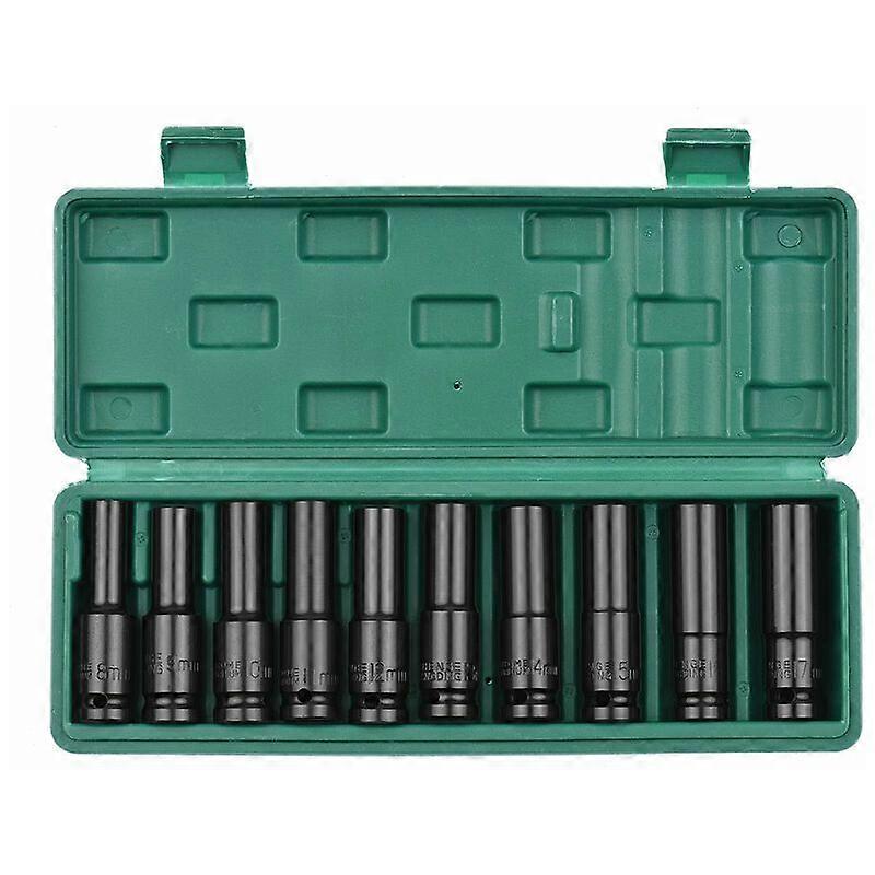 10 Piece Black 1/2 Hex Pneumatic Extension Socket Set