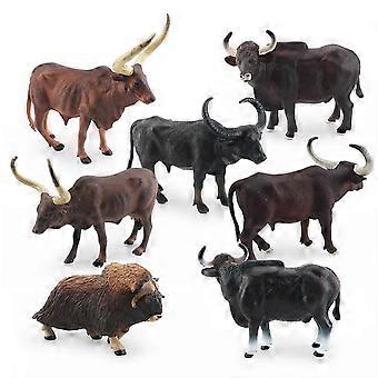 Realistic Cattle Figurine Set Water Buffalo Bull Cow Muskox Educational Learning Toy