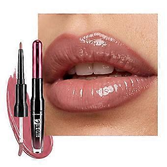 Dual Ended Lip Liner And Lip Gloss, 12 Shades Available, Moisturizing Smooth Lip Makeup For Full Vivid Daily Lip Decoration Look