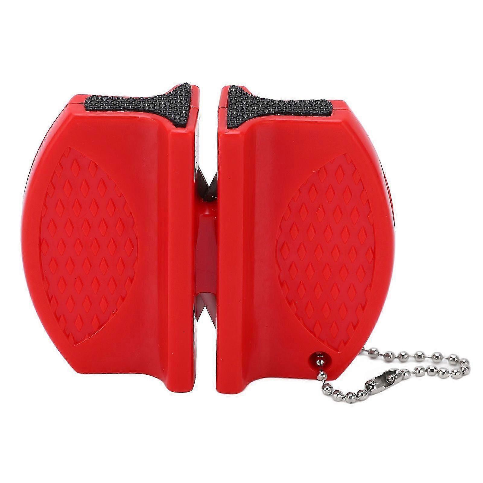 Portable Mini Knife Sharpener Multifunctional Double Sided Pocket Knife Sharpener compatible with Outdoor UseRed
