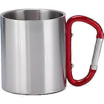 Camping Mug, Stainless Steel Mug, Portable Camping Mug, Hiking Equipment, Cup Camping Mug with Carabiner for Attaching - 300ml for Backpacking, Trekki