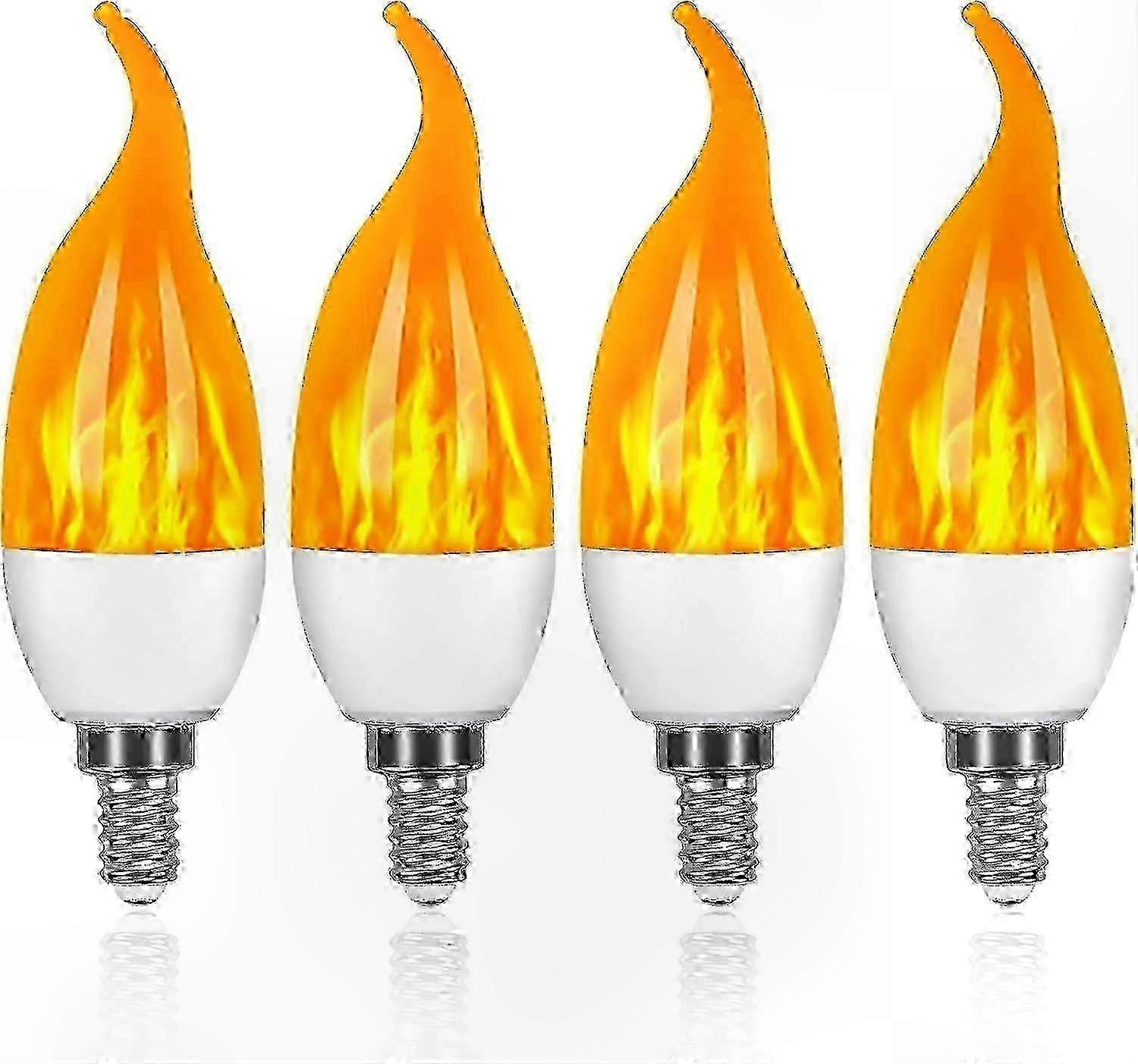 4-Pack E14 LED Flame Bulbs, 3W Decorative Lights with Multiple Lighting Modes