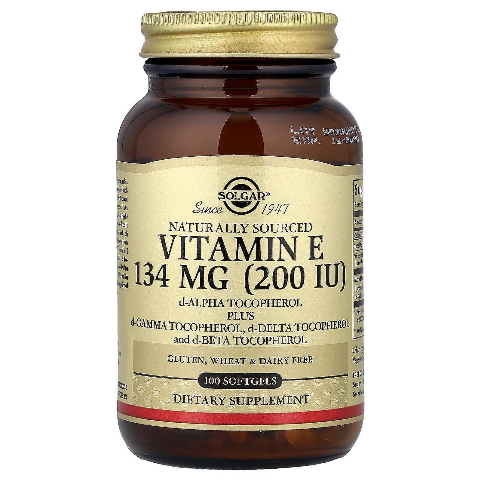 2 x Solgar, Vitamin E, Naturally Sourced, 100 Softgels