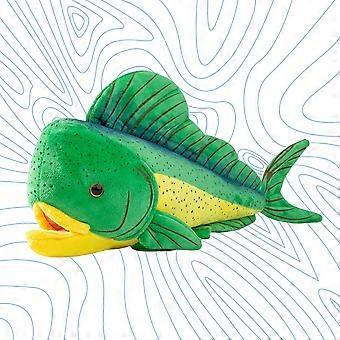 Realistic Mahi Mahi Fish Stuffed Animal Plush Toy Pillow for Kids, 17.7 Inch Green Dorado Design