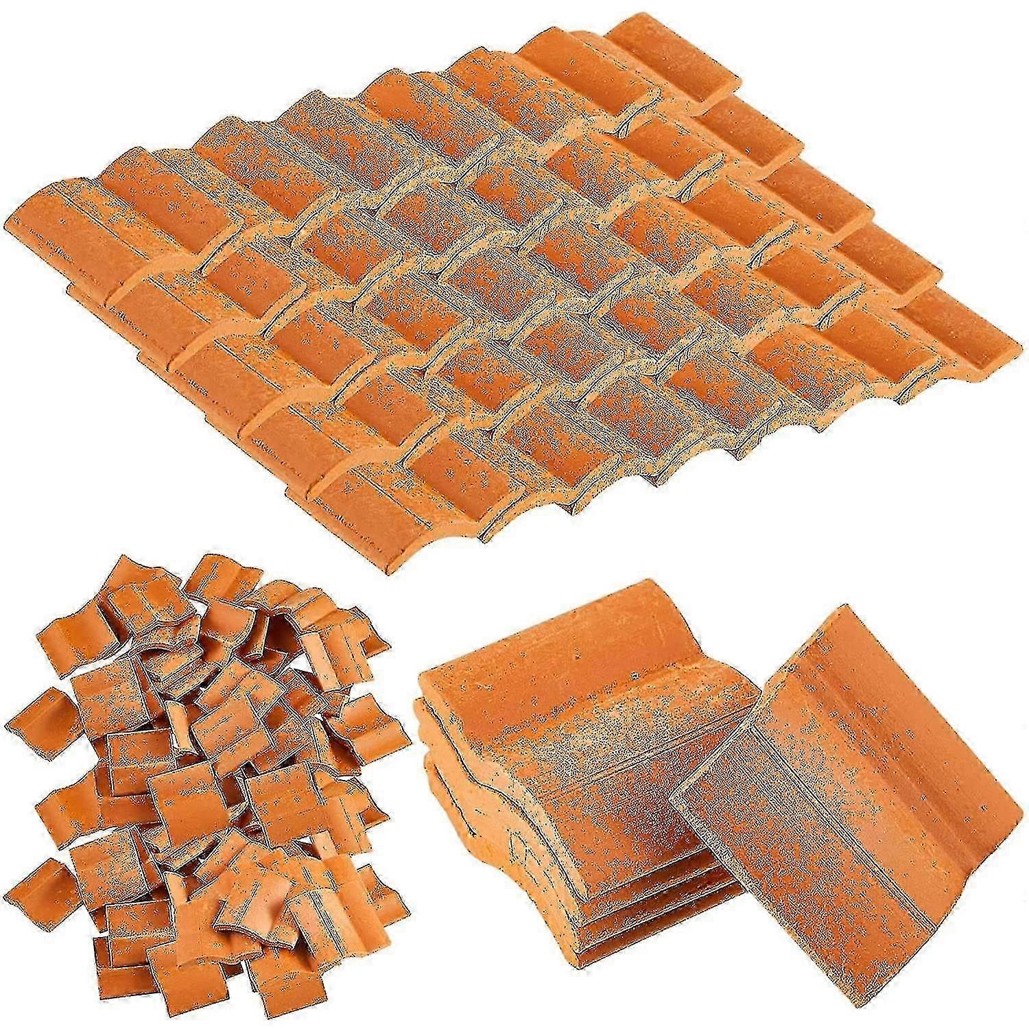 Miniature Clay Roofing Tiles 100pcs