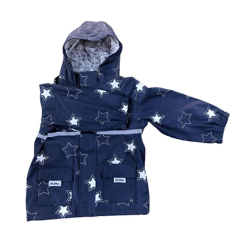 LARGE Silly Billyz Waterproof Star Print Jacket Windproof Polycotton Lining