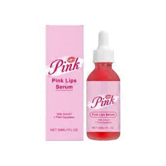 Overnight Pink Lip Serum in a Glass Dropper Bottle, Moisturizing and Conditioning Care for Dry, Rough-Feeling Lips During Evening Use Multicolor