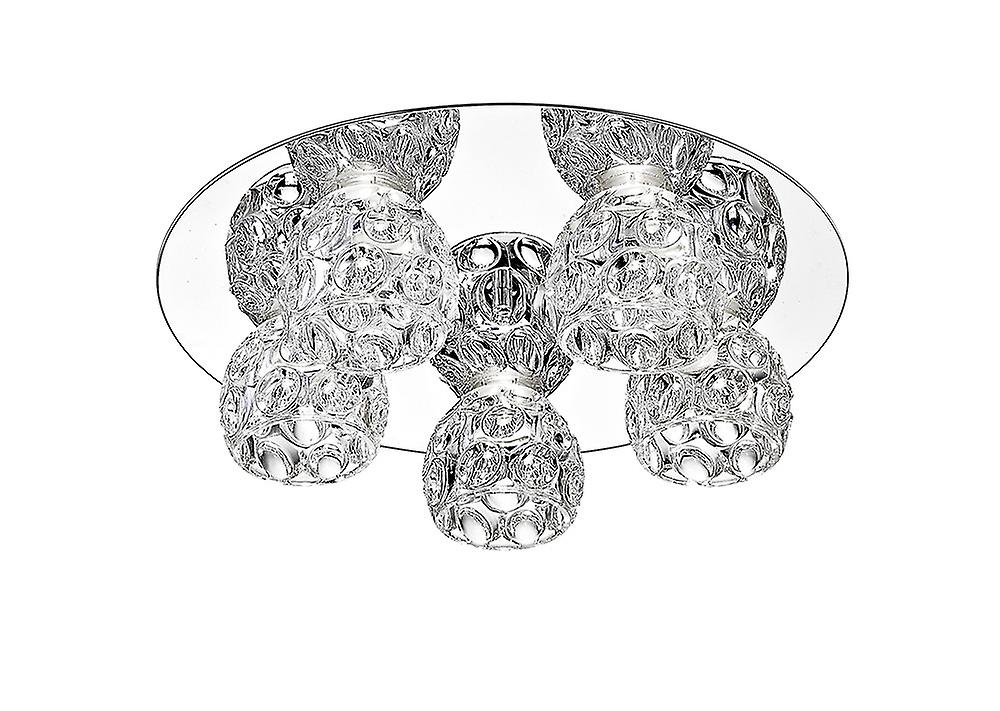 Impex Clea 5 Light Glass LED Flush Chrome