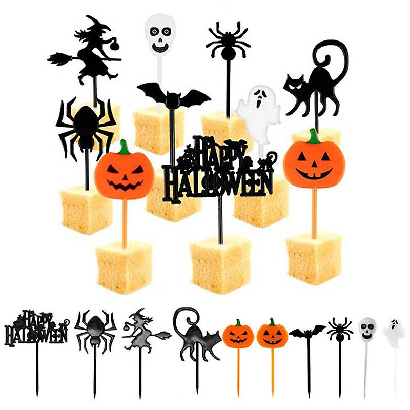 10pcs/set Cartoon Children Cake Dessert Pick Toothpick Lunch Pick Halloween Pick