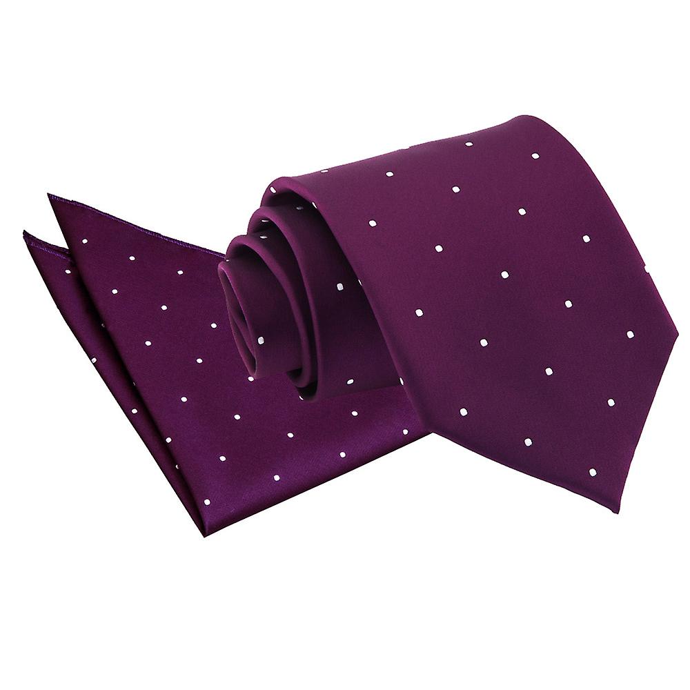 Purple Pin Dot Tie and Pocket Square Set