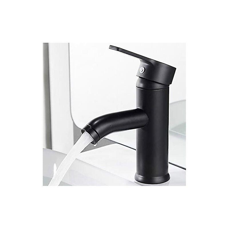 Matte Black Faucet Copper Bathroom Sink Mixer Tap Matte Hot Cold Water Basin Sleek faucets and retro design Single hole lever faucet Durable basin