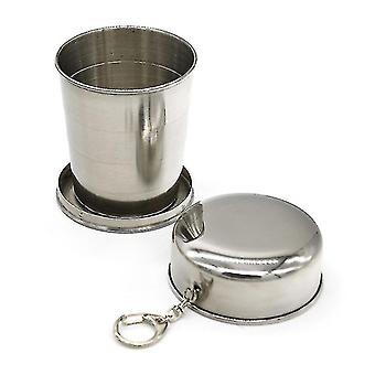 Mini rustfritt stål bærbar utendørs reise camping sammenleggbar kopp teleskopisk krus med nøkkelring 60 ml / 150 ml / 250 ml