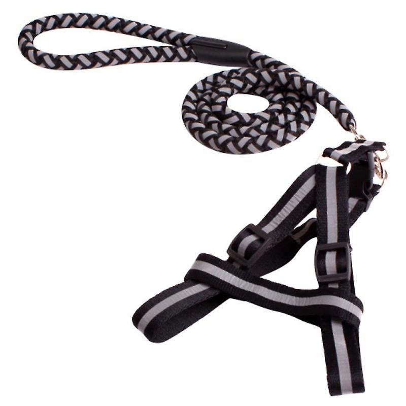 Braided strong nylon leash with reflector, three different sizes, black