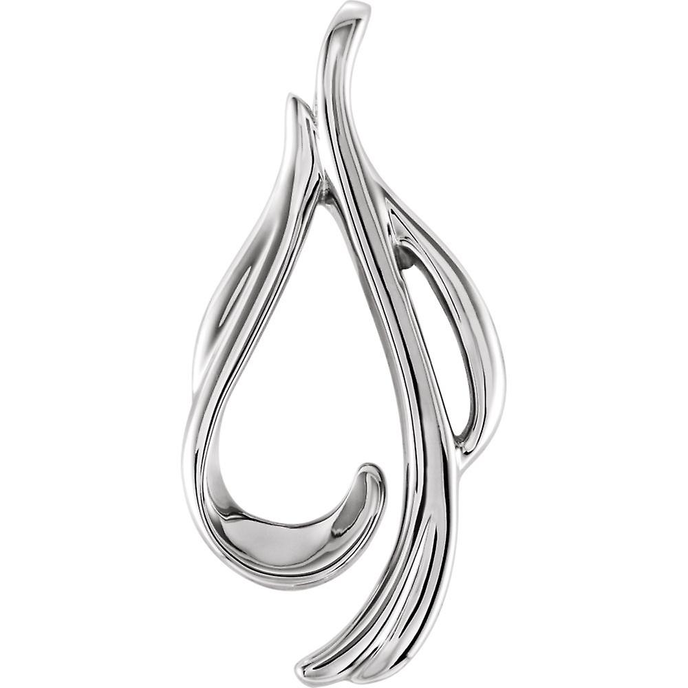 14Kホワイトゴールドポリッシュメタルファッションペンダントネックレス-女性用ペンダント - 3.9グラム