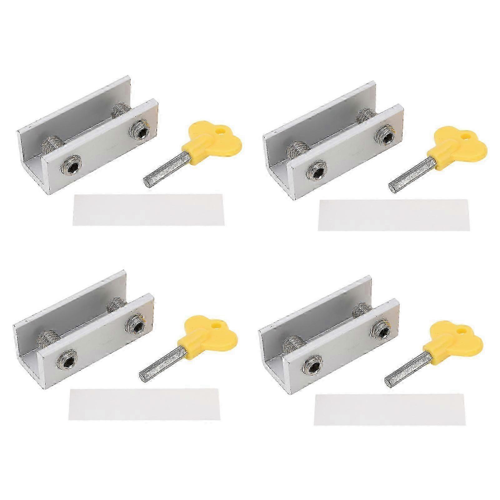 4 Pcs Adjustable Aluminum Alloy Window Locks with Key for Vertical and Horizontal Sliding Window