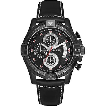Guess watches gents varis reloj para Hombre Analógico de Cuarzo con brazalete de Piel de vaca W18547G1