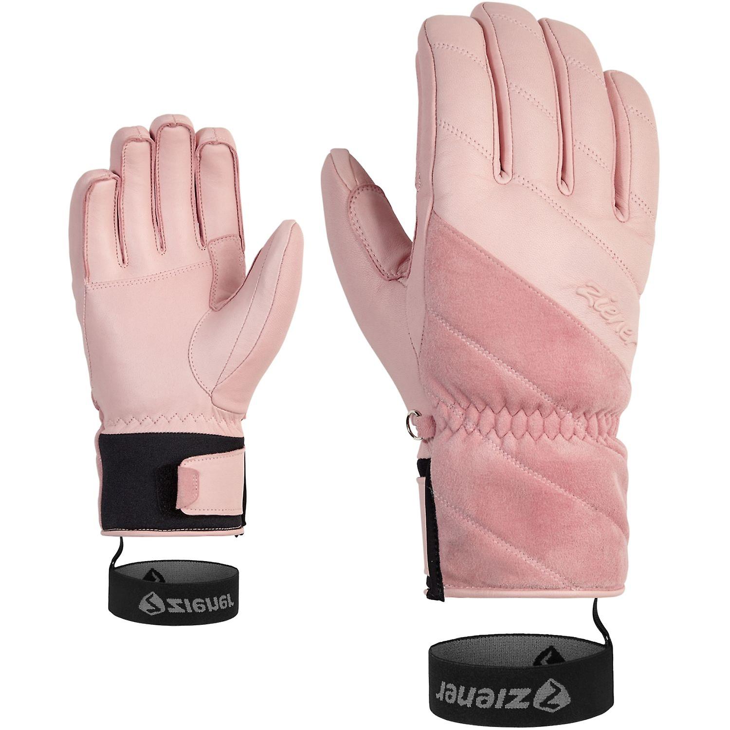 Ziener Alpine 女士滑雪手套 皮革 KUMA 粉色