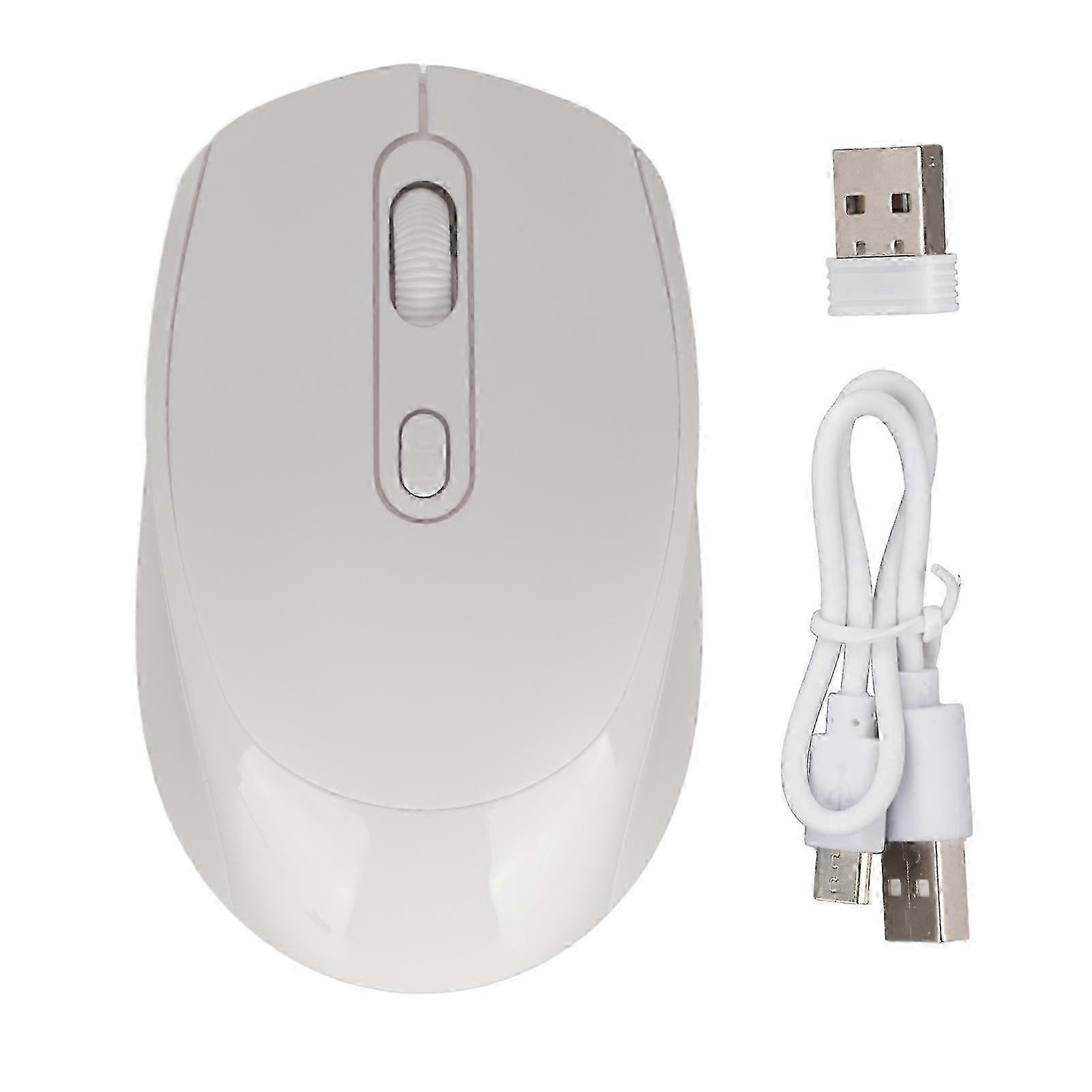 Wireless Mechanical Mouse Ergonomic Design 3 Adjustable DPI Levels 1600DPI 2.4G USB Rechargeable Mouse White