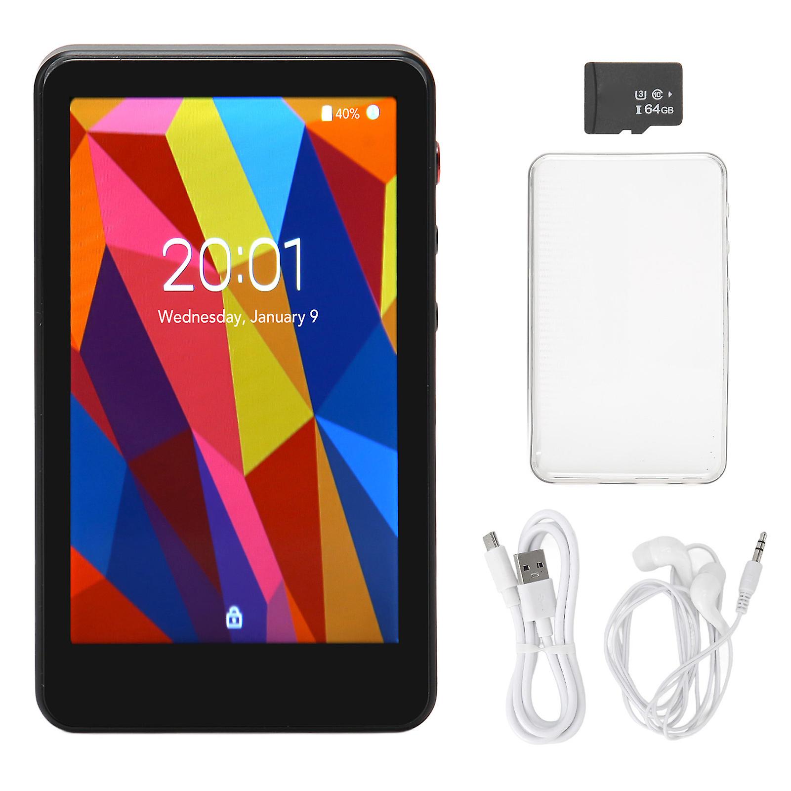 MP4 Player 4 Inch Full Touch Screen HD Noise Reduction Octa Core CPU FM Radio Portable MP4 Player with Bluetooth WiFi With 64GB Memory Card