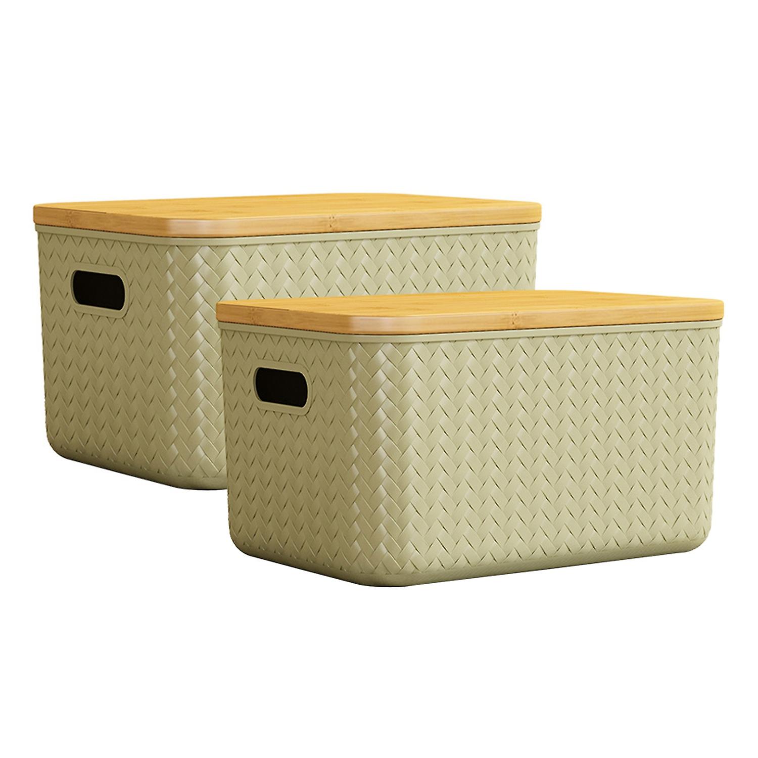 2 Pcs Organizing Boxes Lid Handle Holes Cosmetic Toys Clothes Sundries Storage Box Stackable Desktop